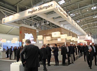 Stand der Region Stuttgart auf der Expo Real 2016: Insgesamt 23 Partner betrieben unter dem Motto "Home of Success" Investorenwerbung und Standortmarketing für die technologiestarke Region Stuttgart.